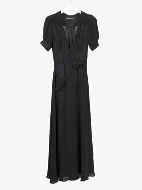 Balenciaga Black Silk-Crepe Wrap Maxi Dress